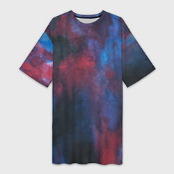 Футболка женская длинная Тай-дай космос, цвет: 3D-принт