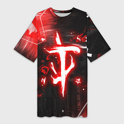 Футболка женская длинная Doom - неоновый, цвет: 3D-принт