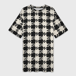 Женская длинная футболка Черно белая гусиная лапка