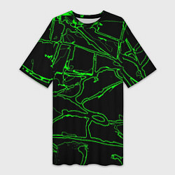 Женская длинная футболка Зелёная графическая абстракция