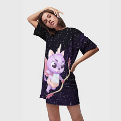 Футболка женская длинная Ночной код-купидон, цвет: 3D-принт — фото 2