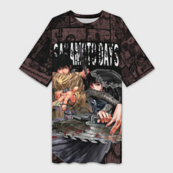 Футболка женская длинная Дни сакамото Нагумо и Осараги, цвет: 3D-принт