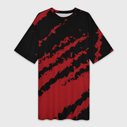 Женская длинная футболка The color is red and black