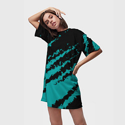 Футболка женская длинная The color is black and light blue, цвет: 3D-принт — фото 2