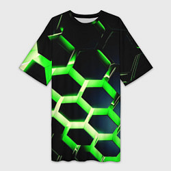 Женская длинная футболка Neon Honeycombs