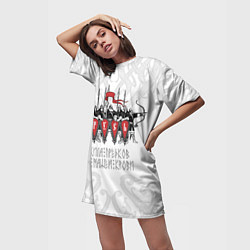 Футболка женская длинная Русь дружина богатыри, цвет: 3D-принт — фото 2