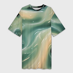 Женская длинная футболка Лазурная слизь на черном текстура