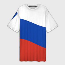 Женская длинная футболка Флаг России волной