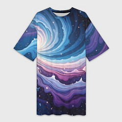 Женская длинная футболка Космическая волна