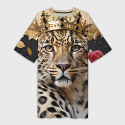 Футболка женская длинная Королевский леопард, цвет: 3D-принт