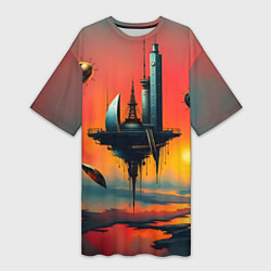 Футболка женская длинная Абстракция в стиле сюрреализма, цвет: 3D-принт