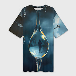 Футболка женская длинная Люди в каплях, цвет: 3D-принт