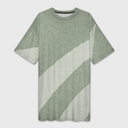 Женская длинная футболка Светлый серо-зелёный абстрактный