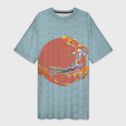 Футболка женская длинная Рыба карпы кои, цвет: 3D-принт