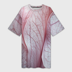 Футболка женская длинная Розовые листья, цвет: 3D-принт