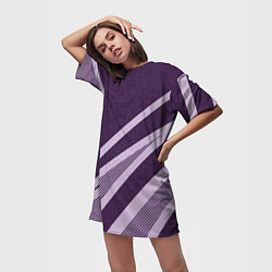 Футболка женская длинная Фиолетовый абстрактный с полосой, цвет: 3D-принт — фото 2