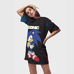 Футболка женская длинная Sonic, цвет: 3D-принт — фото 2