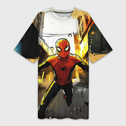 Футболка женская длинная Бегущий человек - паук, цвет: 3D-принт