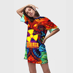 Футболка женская длинная Stalker монстр чернобыля, цвет: 3D-принт — фото 2