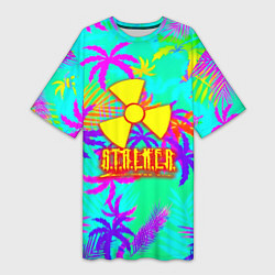 Футболка женская длинная Stalker тропики из гта, цвет: 3D-принт