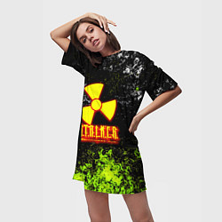 Футболка женская длинная Stalker брызги красок, цвет: 3D-принт — фото 2