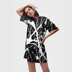 Футболка женская длинная Брызги белой краски, цвет: 3D-принт — фото 2