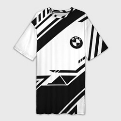 Футболка женская длинная BMW geometry black, цвет: 3D-принт