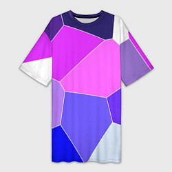 Женская длинная футболка Сине-розовый крупные фрагменты