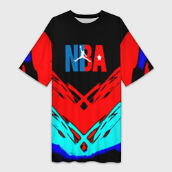 Футболка женская длинная NBA краски геометрия, цвет: 3D-принт