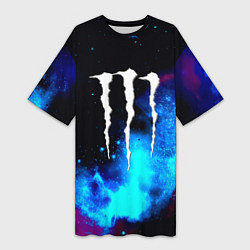 Футболка женская длинная Monster energy космос, цвет: 3D-принт