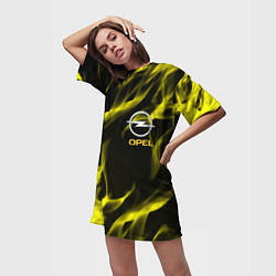 Футболка женская длинная Opel огненный стиль, цвет: 3D-принт — фото 2