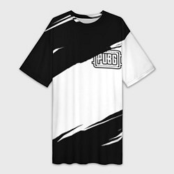 Женская длинная футболка PUBG черно белые краски