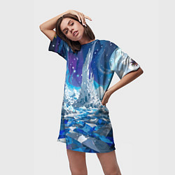 Футболка женская длинная Космический фантастический пейзаж, цвет: 3D-принт — фото 2