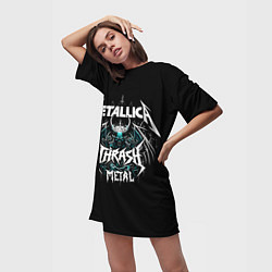 Футболка женская длинная Metallica group - thrash metal style, цвет: 3D-принт — фото 2