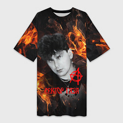 Футболка женская длинная Сектор газа огненный фон, цвет: 3D-принт