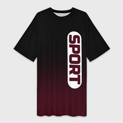 Футболка женская длинная Sport чёрно-розовый текстурный градиент, цвет: 3D-принт