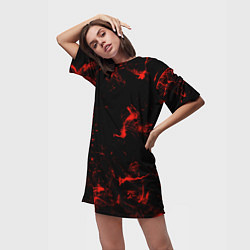 Футболка женская длинная Color red black, цвет: 3D-принт — фото 2