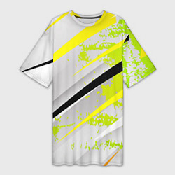 Футболка женская длинная Color white light green, цвет: 3D-принт