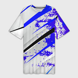 Футболка женская длинная Color white blue, цвет: 3D-принт