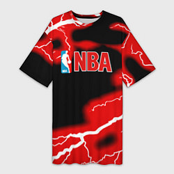 Футболка женская длинная NBA шторм, цвет: 3D-принт