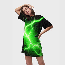 Футболка женская длинная Color green black, цвет: 3D-принт — фото 2