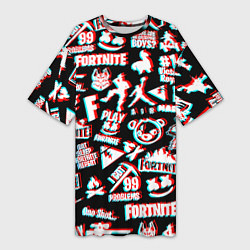 Футболка женская длинная Fortnite glitch game, цвет: 3D-принт