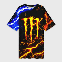 Футболка женская длинная Monster energy шторм, цвет: 3D-принт