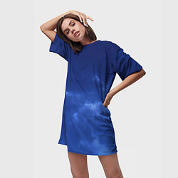Футболка женская длинная Темный синий тучи на небе, цвет: 3D-принт — фото 2