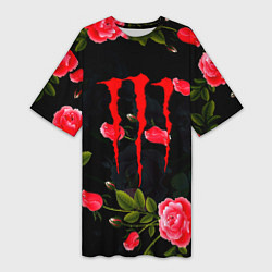 Футболка женская длинная Monster energy rose steel, цвет: 3D-принт