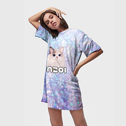 Футболка женская длинная Inzoi белые блестки, цвет: 3D-принт — фото 2