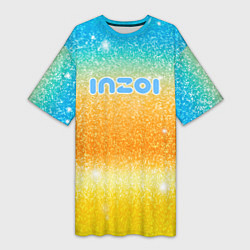 Футболка женская длинная Inzoi лого и блестки, цвет: 3D-принт