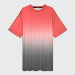 Футболка женская длинная Бледный красно-серый градиент, цвет: 3D-принт