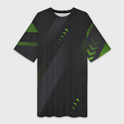 Футболка женская длинная Color black green, цвет: 3D-принт