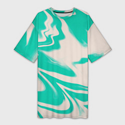 Женская длинная футболка Color white turquoise